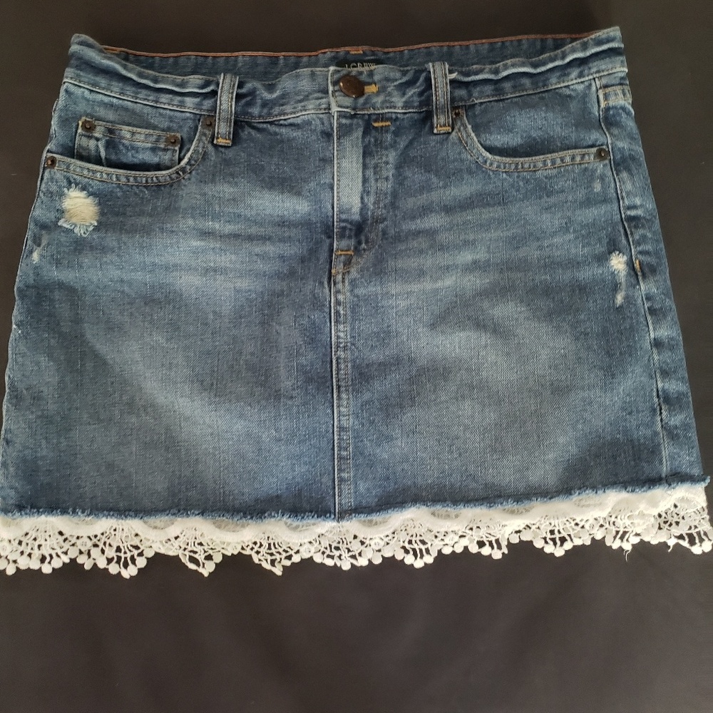 J.Crew upcycled denim skirt